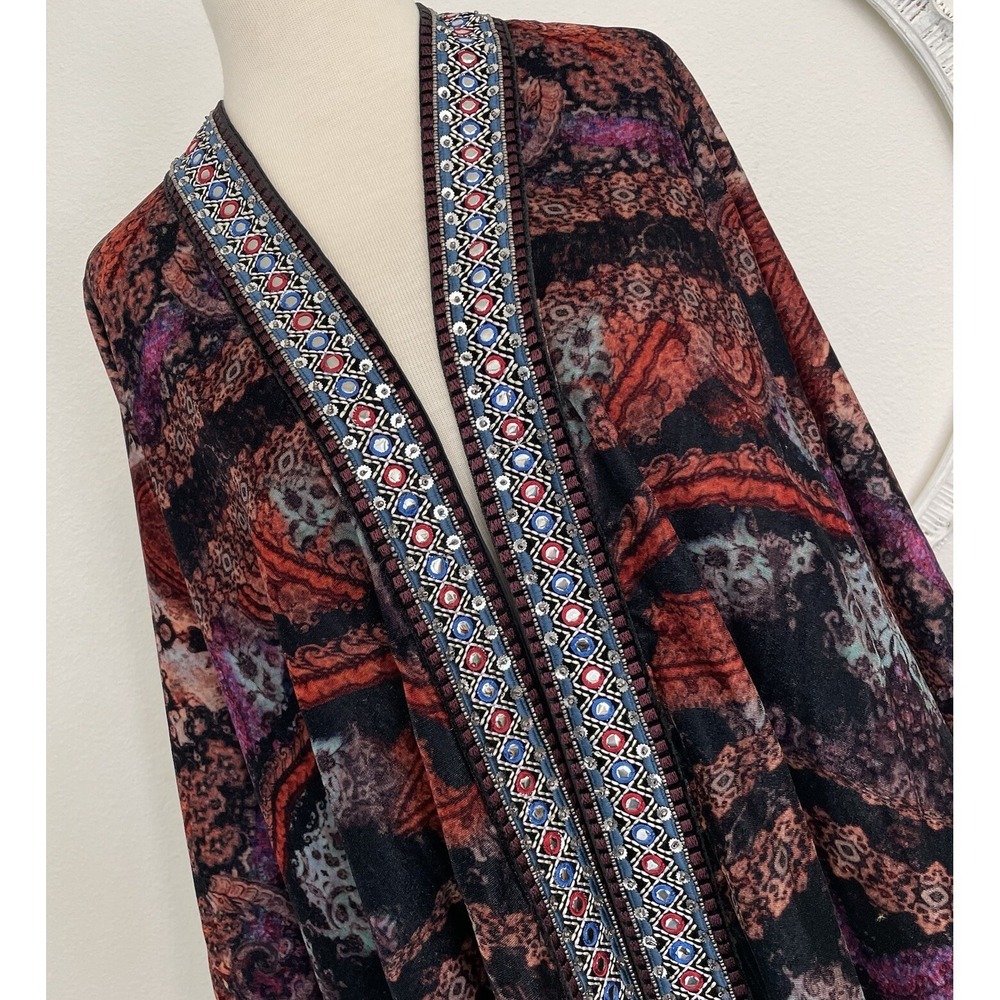 Soft‎ Surroundings Velvet Kimono Wrap One Size Open Front Topper Jacket Boho